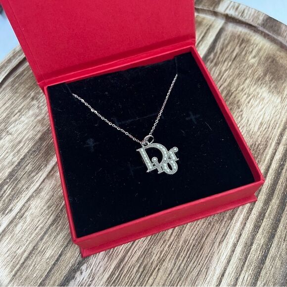 Upcycled Custom 925 Silver Necklace Flash O Chain w/ Christian Dior Charm - Picture 1 of 8
